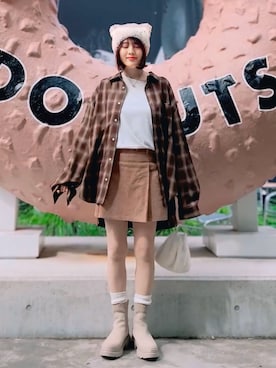 「アイテム（リング）」を使った、ほのかりんさん（レディース・166cm）の秋コーディネート