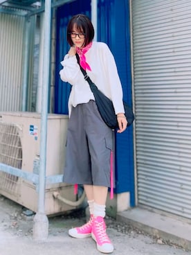 「HAV-A-HANK（ハバハンク ）のアイテム」を使った、ほのかりんさん（レディース・166cm）の夏コーディネート