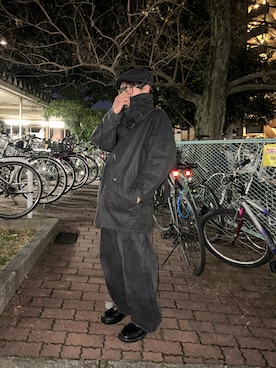 「ハンチング」｜「アイテム（ミリタリージャケット）」を使った、赫さん（メンズ・163cm）の冬コーディネート