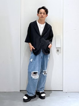 「LAKOLE（ラコレ）のアイテム（タンクトップ）」を使った、omtさん（メンズ・163cm）の春コーディネート