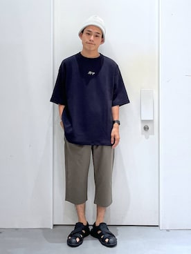 「LAKOLE（ラコレ）のアイテム（ニットキャップ/ビーニー）」を使った、omtさん（メンズ・163cm）の夏コーディネート