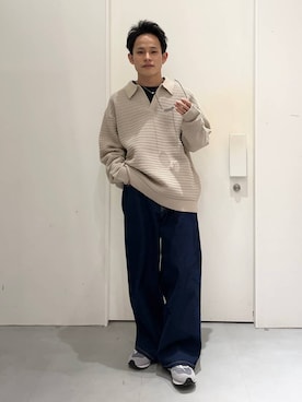 「LAKOLE（ラコレ）のアイテム（ニット/セーター）」を使った、omtさん（メンズ・163cm）の冬コーディネート