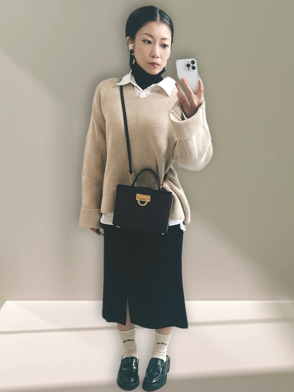 「タートルネック、ootd、低身長コーデ、ブラウン、outfit、プチプラコーデ、オトナ女子」｜「ZARAのアイテム（スリッポン、ブラック系）」を使った、こなさん（レディース・152cm）の秋コーディネートの1枚目の写真