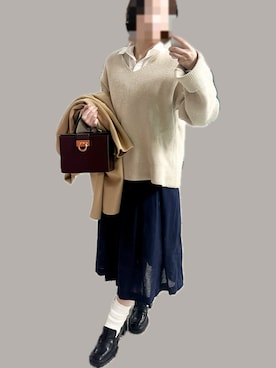 「Maison Kitsune（メゾンキツネ）のアイテム」を使った、こなさん（レディース・152cm）の冬コーディネート