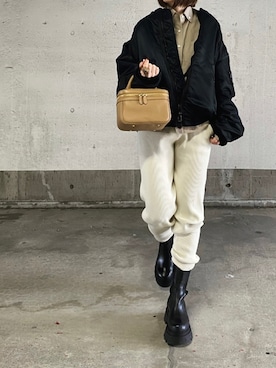 「LENO（リノ）のアイテム（MA-1）」を使った、norinoriyさん（レディース・158cm）の秋コーディネート