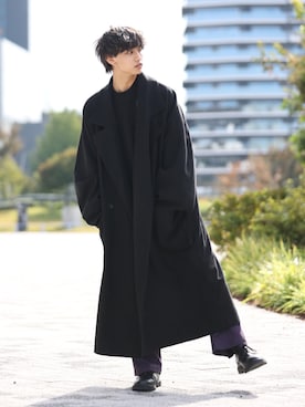 「shiki tokyo（シキトウキョウ）のアイテム（チェスターコート）」を使った、中岡 圭さん（メンズ・168cm）の冬コーディネート