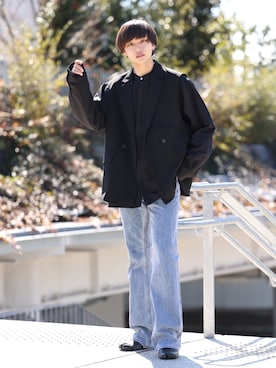 「SILVER BULLET（シルバーバレット）のアイテム（シューズ）」を使った、中岡 圭さん（メンズ・168cm）の冬コーディネート