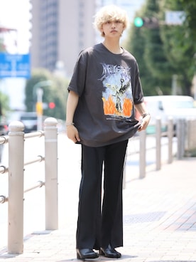 「SILVER BULLET（シルバーバレット）のアイテム（シューズ）」を使った、中岡 圭さん（メンズ・168cm）の夏コーディネート