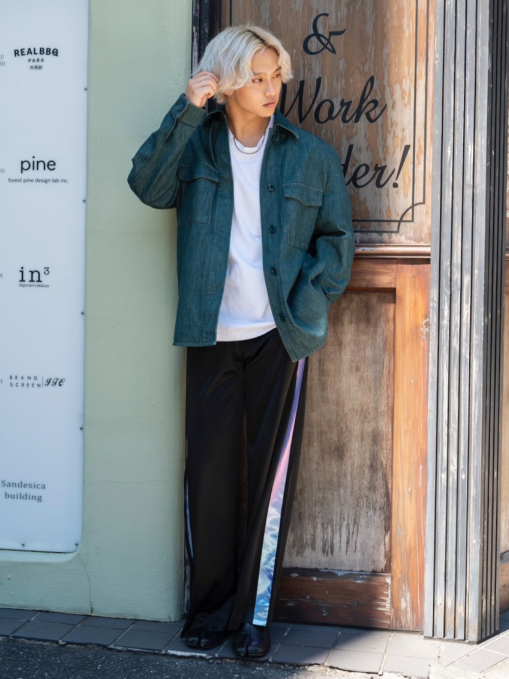 UNIQLO U】グリーンデニムジャケット&パンツ セットアップ