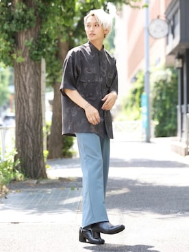 「SILVER BULLET（シルバーバレット）のアイテム（シューズ）」を使った、中岡 圭さん（メンズ・168cm）の夏コーディネート