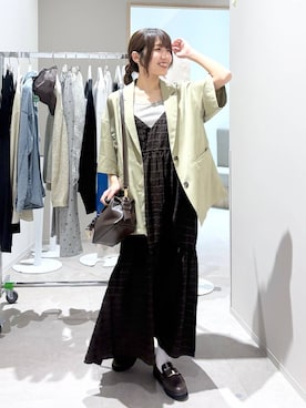 「GLOBAL WORK（グローバルワーク）のエアかる厚底ローファー/136031（ローファー、ブラウン系）」を使った、ぷーのさん（レディース・155cm）の春コーディネート