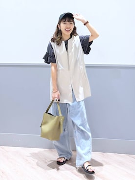 「GLOBAL WORK（グローバルワーク）のアイテム（帽子）」を使った、ぷーのさん（レディース・155cm）の夏コーディネート
