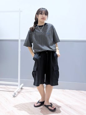 「GLOBAL WORK（グローバルワーク）のアイテム（パンツ）」を使った、ぷーのさん（レディース・155cm）の夏コーディネート