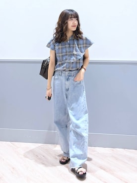 「アイテム（ボストンバッグ）」を使った、ぷーのさん（レディース・155cm）の夏コーディネート