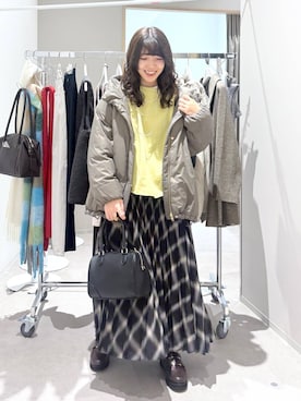 「GLOBAL WORK（グローバルワーク）のエアリュクスダウンフードブルゾン/495695（ダウンジャケット/コート）」を使った、ぷーのさん（レディース・155cm）の秋コーディネート