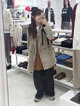 「GLOBAL WORK（グローバルワーク）のアイテム（テーラードジャケット）」を使った、ぷーのさん（レディース・155cm）の秋コーディネート