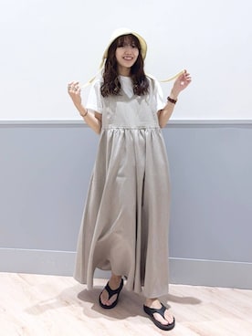 「GLOBAL WORK（グローバルワーク）のアイテム（オールインワン・サロペット）」を使った、ぷーのさん（レディース・155cm）の夏コーディネート