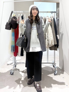 「体型カバー」｜「アイテム（アクセサリー）」を使った、ぷーのさん（レディース・155cm）の冬コーディネート