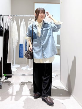 「GLOBAL WORK（グローバルワーク）のエアかる厚底ローファー/136031（ローファー、ブラウン系）」を使った、ぷーのさん（レディース・155cm）の春コーディネート