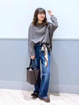 「GLOBAL WORK（グローバルワーク）のアイテム（バンダナ/スカーフ）」を使った、ぷーのさん（レディース・155cm）の秋コーディネート