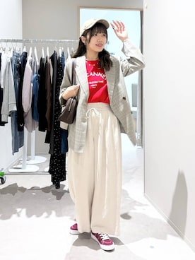 「GLOBAL WORK（グローバルワーク）のアイテム（帽子）」を使った、ぷーのさん（レディース・155cm）の夏コーディネート