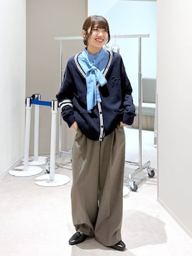 「GLOBAL WORK（グローバルワーク）のサイズ拡大/らくっション撥水2WAYローファー/131468（ローファー、ブラック系）」を使った、ぷーのさん（レディース・155cm）の春コーディネート