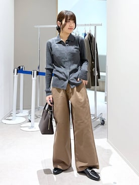 「GLOBAL WORK（グローバルワーク）のサイズ拡大/らくっション撥水2WAYローファー/131468（ローファー、ブラック系）」を使った、ぷーのさん（レディース・155cm）の春コーディネート