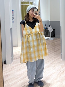 「GLOBAL WORK（グローバルワーク）のアイテム（キャミソール）」を使った、ぷーのさん（レディース・155cm）の夏コーディネート