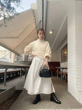 「オールホワイト」｜「アイテム（シャツワンピース）」を使った、yuri.さん（レディース・150cm）の秋コーディネート