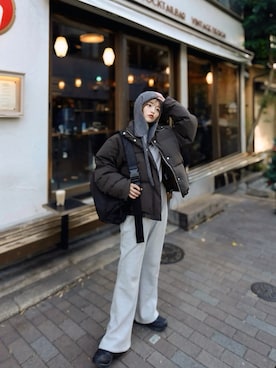 「アイテム（スウェットパンツ）」を使った、yuri.さん（レディース・150cm）の冬コーディネート