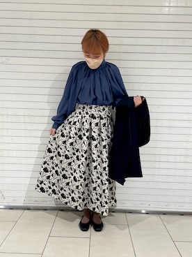 「Te chichi CLASSIC（テチチクラシック）のアイテム（ノーカラーコート）」を使った、Yamaさん（レディース・152cm）の秋コーディネート