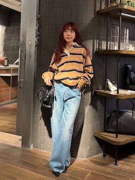 「アイテム（ポロシャツ、ベージュ系）」を使った、ミユキさん（レディース・159cm）の秋コーディネート