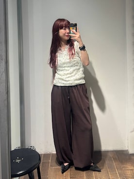 「JEANASIS（ジーナシス）のコットンリブヘンリータンク/663088（タンクトップ、ホワイト系）」を使った、ミユキさん（レディース・159cm）の春コーディネート