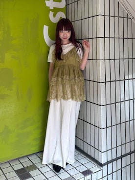 「JEANASIS（ジーナシス）のアソートワッシャーサテンマキシスカート/638845（スカート、ホワイト系）」を使った、ミユキさん（レディース・159cm）の春コーディネート