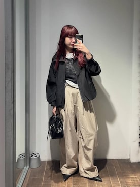 「JEANASIS（ジーナシス）のセミシアーリブヘンリー LS/326122（Tシャツ/カットソー、ホワイト系）」を使った、ミユキさん（レディース・159cm）の春コーディネート