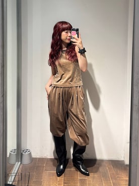 「eL（エル）の【eL】Wide Long Boots/1052793（ブーツ、ブラック系）」を使った、ミユキさん（レディース・159cm）の夏コーディネート