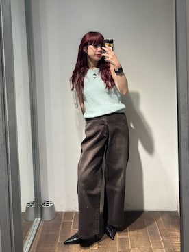 「JEANASIS（ジーナシス）のレースアップポインテッドミュール/657166（パンプス、ブラック系）」を使った、ミユキさん（レディース・159cm）の春コーディネート