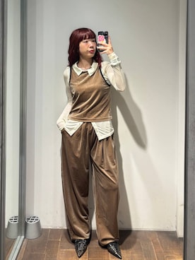 「JEANASIS（ジーナシス）のＷベルトレースアップミュール/1052622（パンプス、ブラック系）」を使った、ミユキさん（レディース・159cm）の秋コーディネート