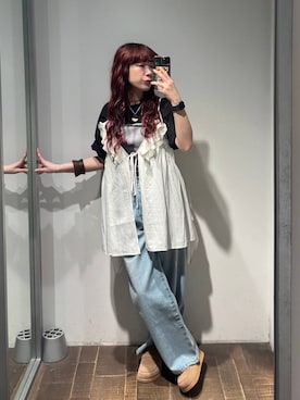 「JEANASIS（ジーナシス）のクロッグローファー/638847（ローファー、ベージュ系）」を使った、ミユキさん（レディース・159cm）の春コーディネート