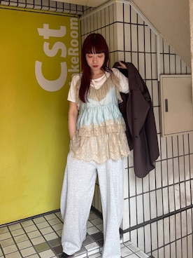 「JEANASIS（ジーナシス）の5ポケットスウェットコクーンパンツ/650280（スウェットパンツ、グレー系）」を使った、ミユキさん（レディース・159cm）の春コーディネート