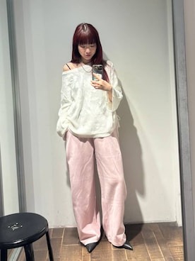 「JEANASIS（ジーナシス）のベルトデザインポインテッドミュール/638820（パンプス、ブラック系）」を使った、ミユキさん（レディース・159cm）の春コーディネート