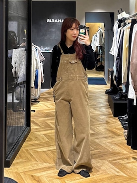 「アイテム（オールインワン・サロペット、ベージュ系）」を使った、ミユキさん（レディース・160cm）の秋コーディネート