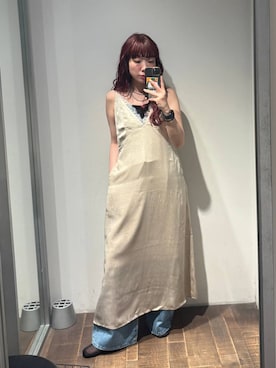 「eL（エル）の【eL】Loose wide Denim Pants/246474（デニムパンツ、ブルー系）」を使った、ミユキさん（レディース・159cm）の春コーディネート
