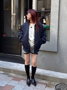 「アイテム（MA-1）」を使った、ミユキさん（レディース・159cm）の秋コーディネート