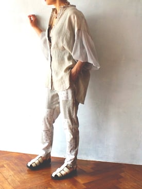 「pelleterno（ペレテルノ）のアイテム（サンダル）」を使った、minoriTY-fun LOOKさん（レディース・163cm）の夏コーディネート