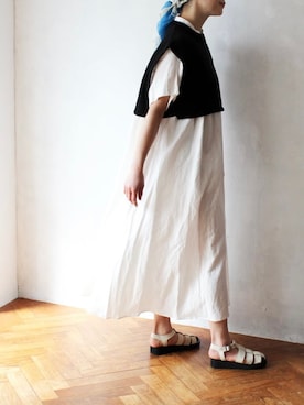 「pelleterno（ペレテルノ）のアイテム（サンダル）」を使った、minoriTY-fun LOOKさん（レディース・163cm）の春コーディネート
