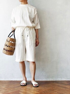 「HALIN（ハリン）のアイテム（かごバッグ）」を使った、minoriTY-fun LOOKさん（レディース・163cm）の春コーディネート