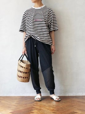 「HALIN（ハリン）のアイテム（かごバッグ）」を使った、minoriTY-fun LOOKさん（レディース・163cm）の春コーディネート