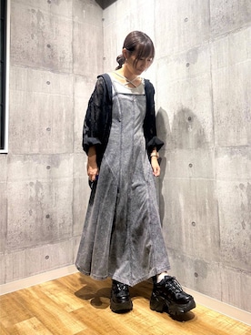 「PAGEBOY（ページボーイ）の【前後2WAY仕様】ラメテレコ2WAYタンク/タンクトップ（タンクトップ）」を使った、がんちゃんさん（レディース・156cm）の秋コーディネート