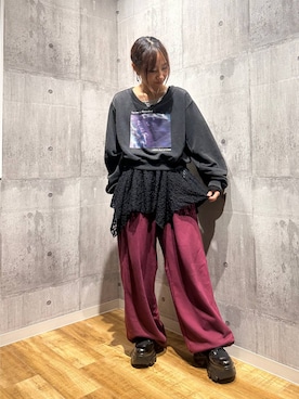 「アイテム（チュニック、ブラック系）」を使った、がんちゃんさん（レディース・156cm）の秋コーディネート